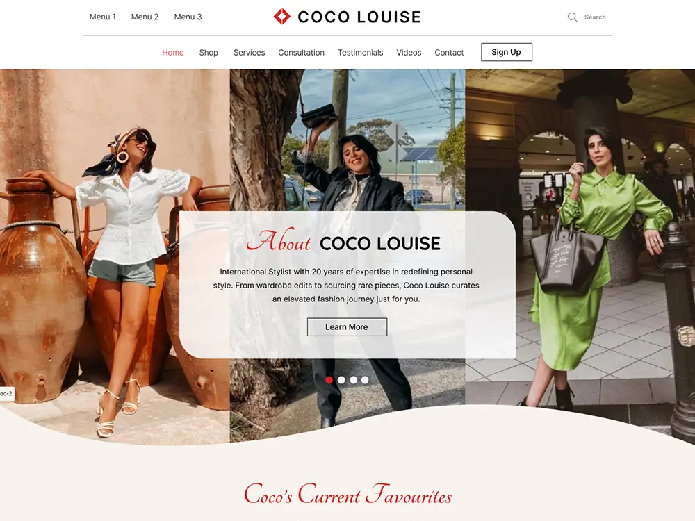 Website design and development for an international fashion stylist and personal branding.